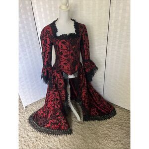 Renaissance Lady Marie Antoinette Dark Queen Brocade Dress Gothic Girl Vampire H